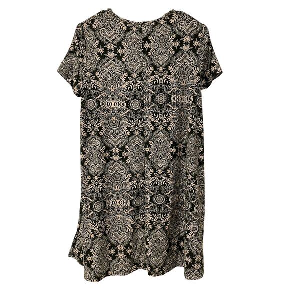 NWT Show Me Your Mumu Size S Mini Dress Olive Green Cream Batik Print Jersey - Picture 2 of 6